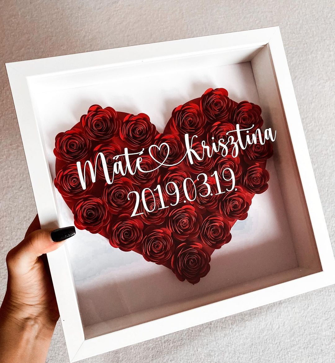 Fehér-Vörös ÉVFORDULÓ papírvirág box