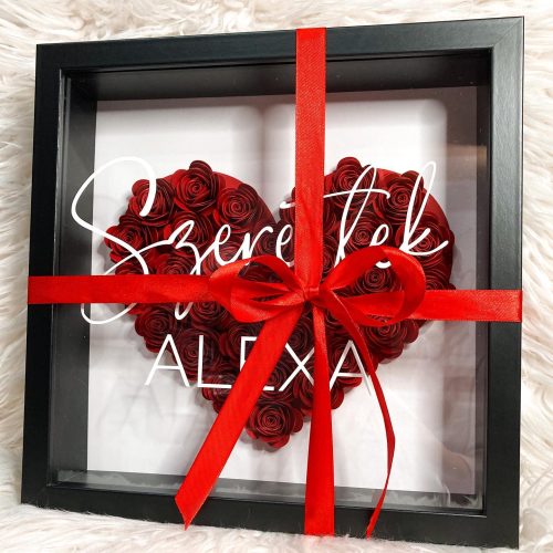 Fekete-Vörös SZERETLEK papírvirág box