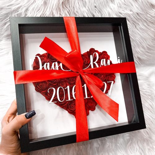 Fekete-Vörös ÉVFORDULÓ papírvirág box