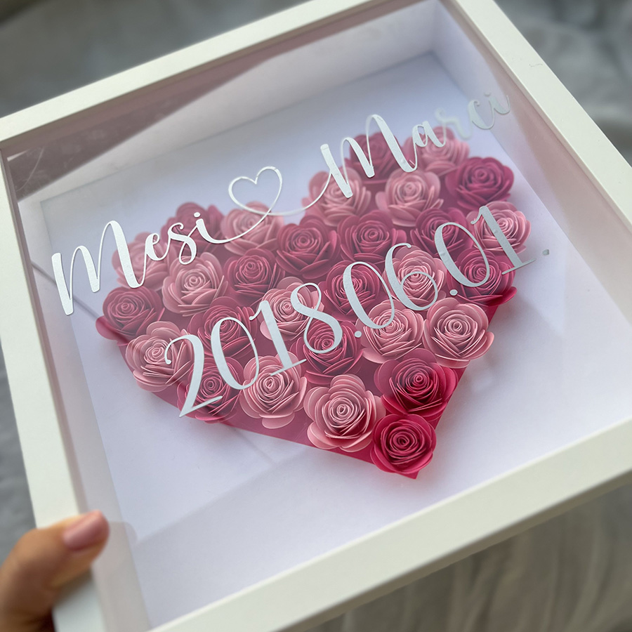 Fehér-Rózsaszín Duo ÉVFORDULÓ papírvirág box - Image 2